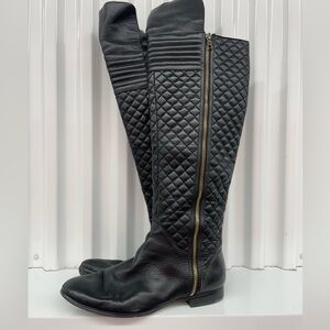 Renny Black Leather Boots Size 8